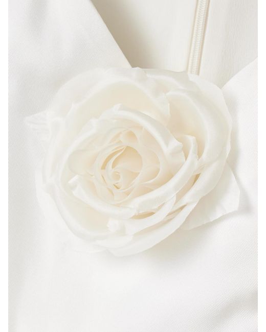 Rodarte White Appliquéd Belted Silk-Twill Midi Dress