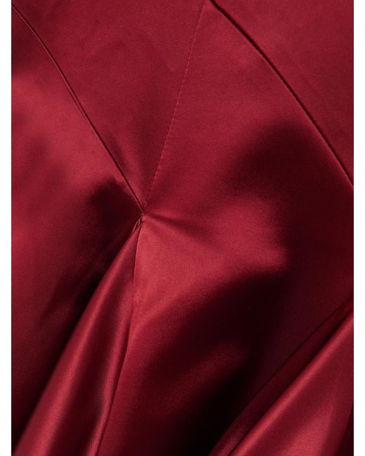 Violante Nessi Red Gentileschi Pleated Paneled Satin Maxi Skirt