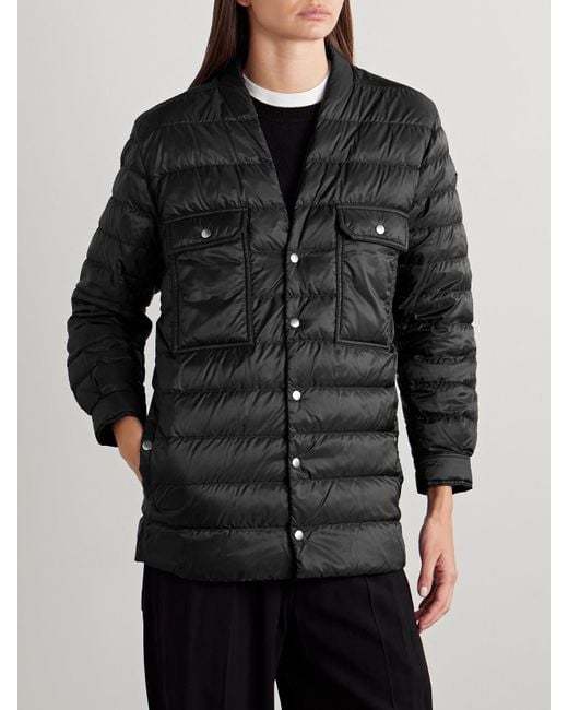 Rick Owens Black Moncler Webbing-Trimmed Quilted Shell Down Jacket
