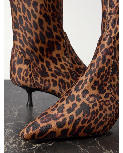 Stuart Weitzman Brown Naomi Ankle Boots Aus Scuba Mit Leopardenprint