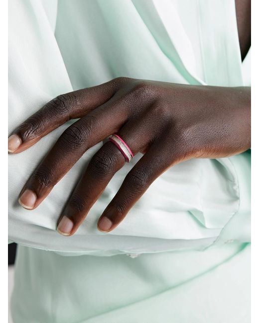 Lauren Rubinski Pink 14-Karat, Enamel And Diamond Ring