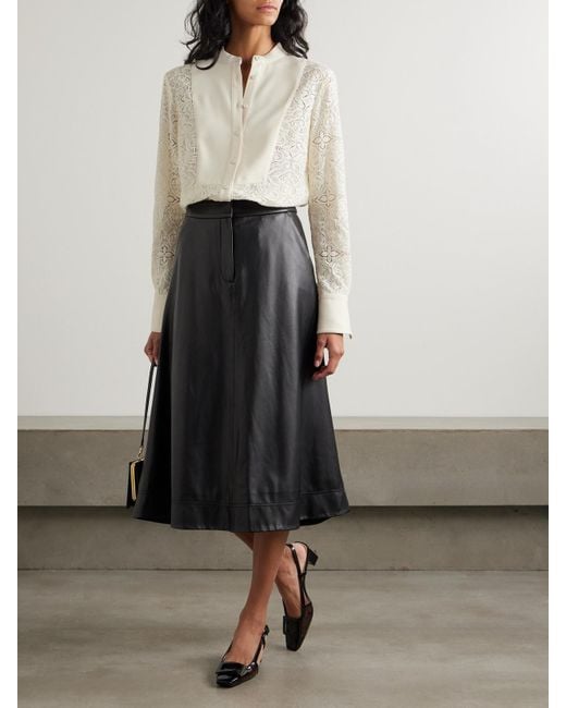 Veronica Beard Natural Naya Crepe-Trimmed Corded Lace Silk-Blend Shirt