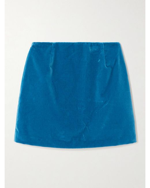 Blazé Milano Blue Coci Cotton-Velvet Mini Skirt