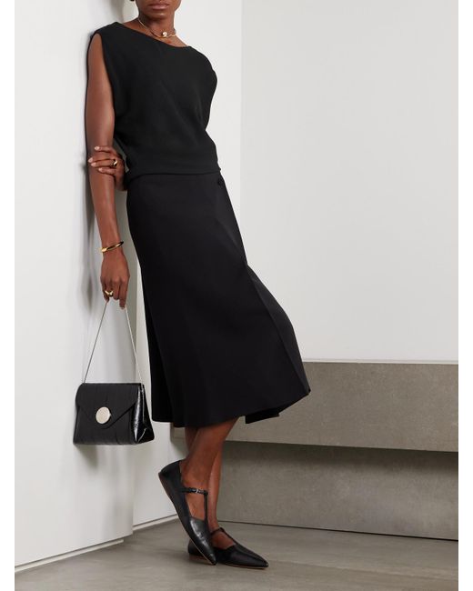 Loro Piana Black Crystin Oberteil Aus Crêpe De Chine Aus Seide Mit Raffungen