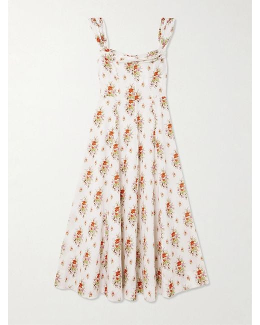 Doen Natural Clea Ruffled Floral-Print Organic Cotton Midi Dress