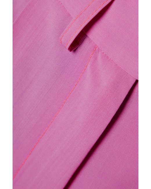 Christopher John Rogers Pink Hose Mit Weitem Bein Aus Wolle Mit Falten