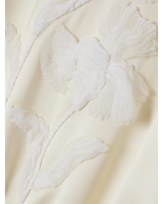 Jil Sander Natural Embroidered Satin-Twill Bomber Jacket