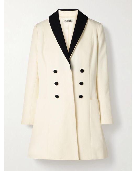 Bode Natural Seymour Two-Tone Cotton-Twill Mini Dress