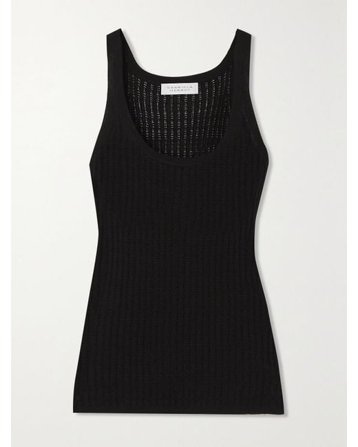 Gabriela Hearst Black Nevin Pointelle-Knit Cashmere And Silk-Blend Tank