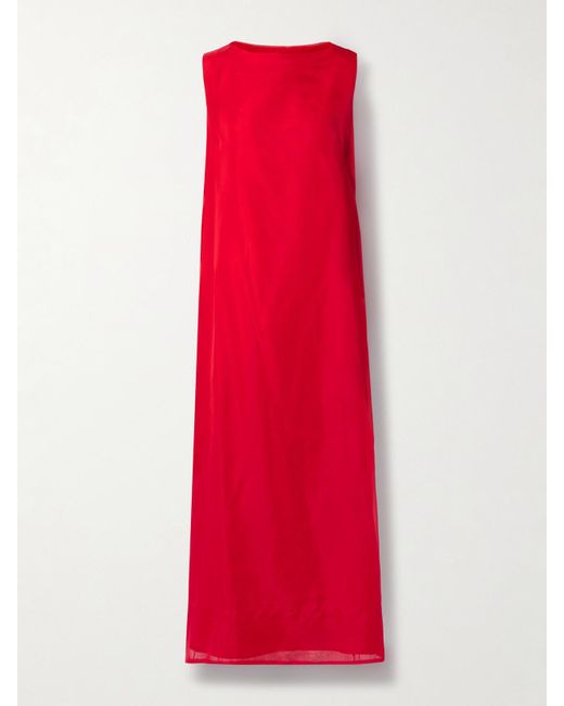 Altuzarra Red Jools Silk-Organza And Crepe De Chine Maxi Dress