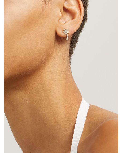 Jennifer Meyer Natural Mini Palm Tree 18-Karat Diamonds Earrings