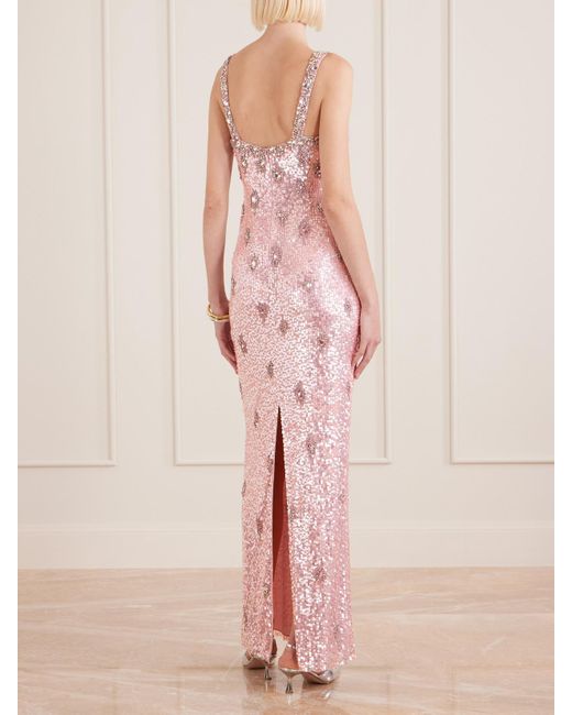 Jenny Packham Pink Eza Embellished Mesh Gown