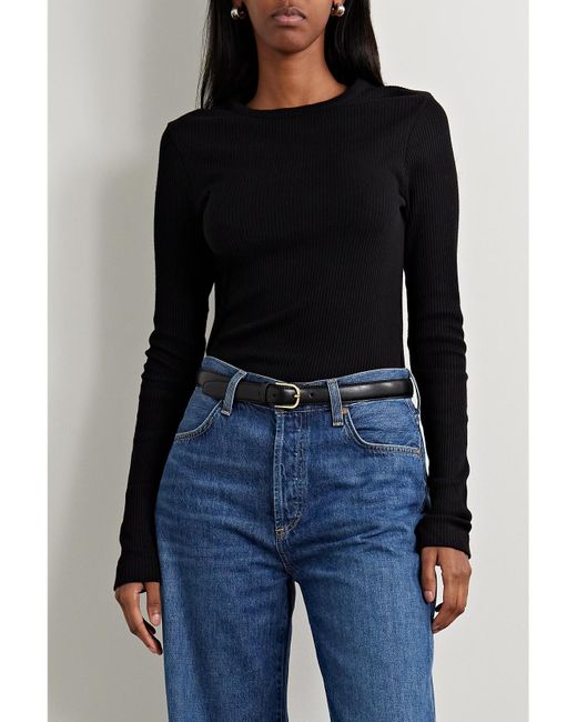 Citizens of Humanity Black Net Sustain Bina Ribbed Lyocell-Blend Top