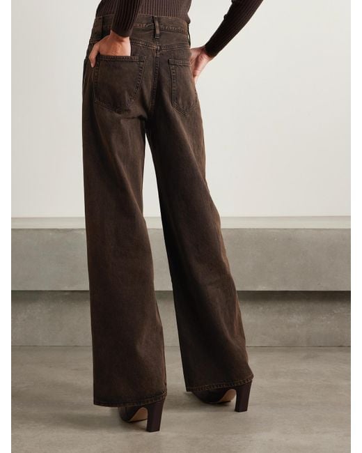 FRAME Brown The Collegiate Hoch Sitzende Jeans Mit Weitem Bein