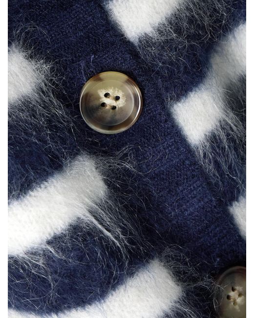 La Ligne Blue Cardigan Aus Gebürstetem Kaschmir Mit Streifen