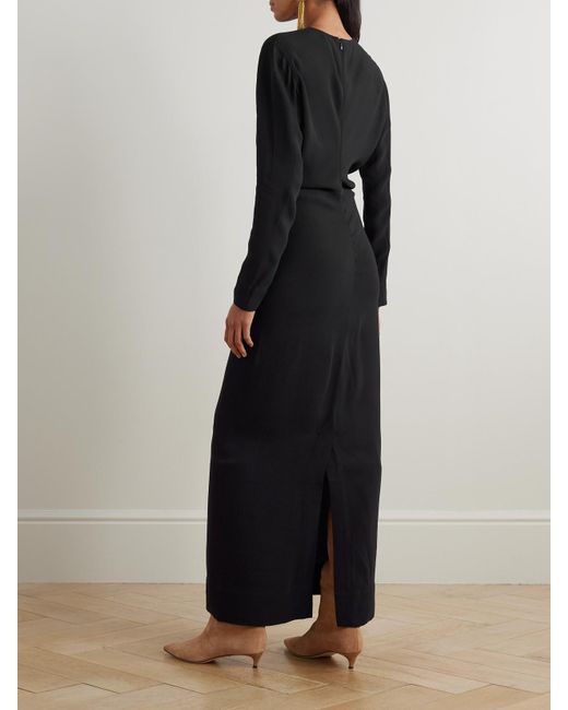 Totême  Black Garderob Maxikleid Aus Crêpe Mit Raffungen
