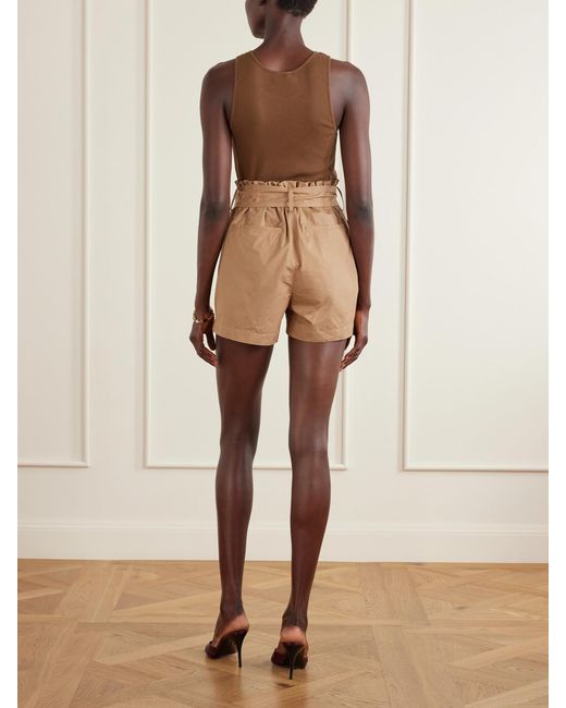 Saint Laurent Natural Belted Cotton-Twill Shorts