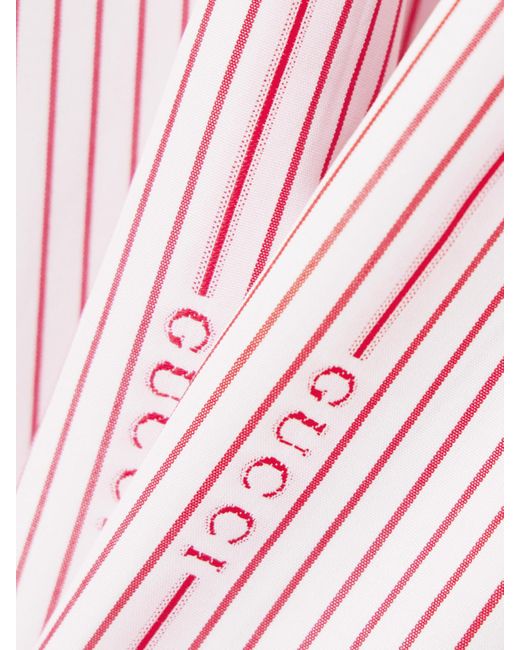 Gucci Pink Striped Cotton-Poplin Midi Skirt