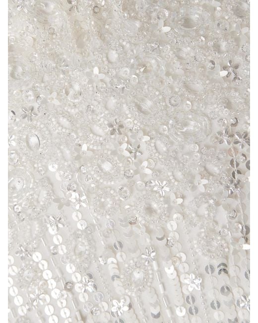 Jenny Packham White Madeleine Embellished Chiffon Gown