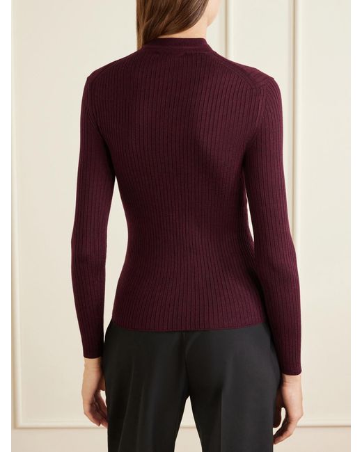 Jil Sander Purple Ribbed Silk And Wool-Blend Sweatshirt