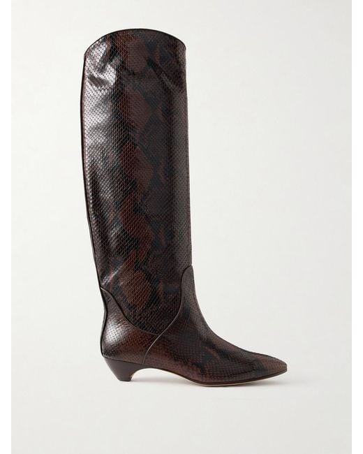 Le Monde Beryl Black Allegra 25 Snake-Effect Leather Knee Boots