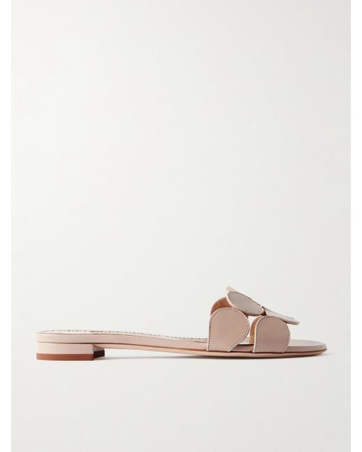 Manolo Blahnik Natural Haribalmu 10 Cutout Leather Slides