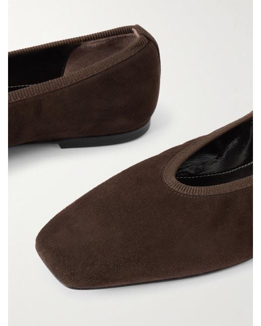 Totême Brown Minimalist Suede Ballet Flats