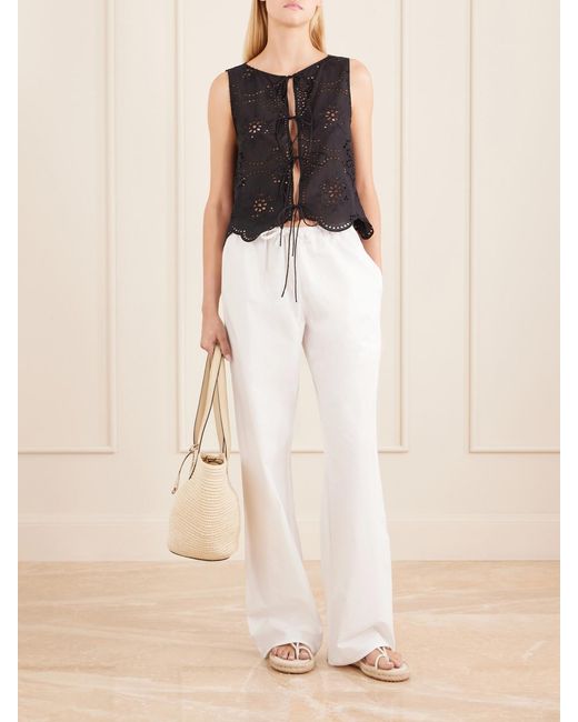 Matteau White Drawcord Cotton Straight-Leg Pants