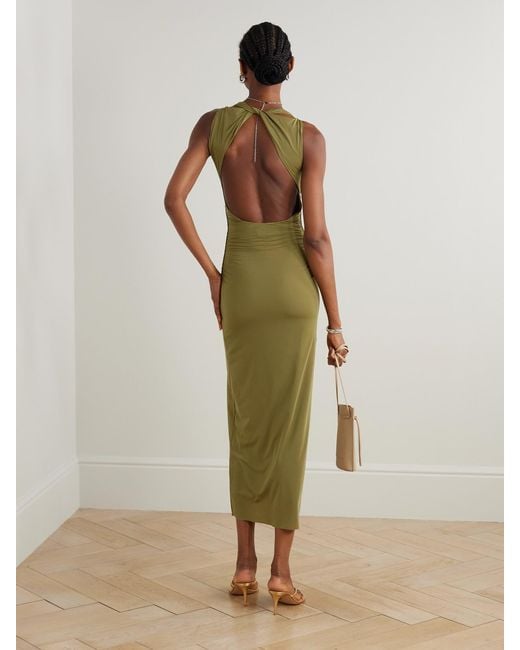 Sir Green Cascina Open-Back Gathered Stretch-Jersey Midi Dress