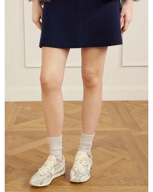Autry Natural Windspin Snake-Effect Suede Sneakers
