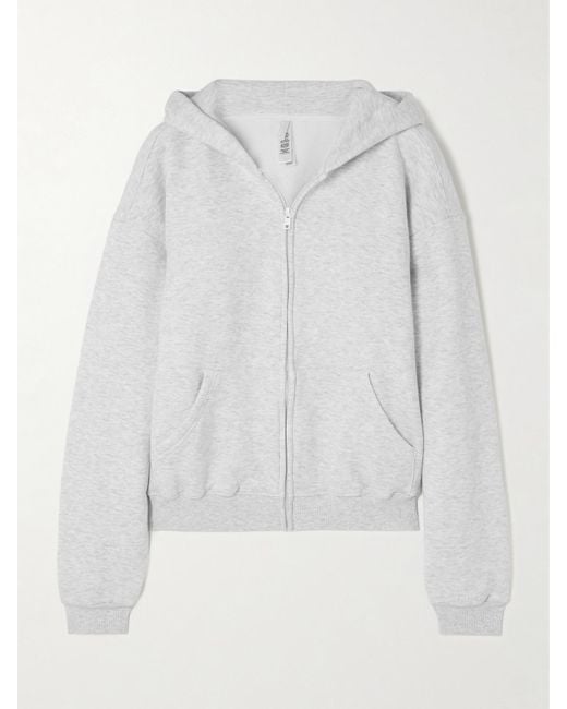 Sweat À Capuche À Fermeture À Glissière Classic Zip Up, Light Heather Skims en coloris White