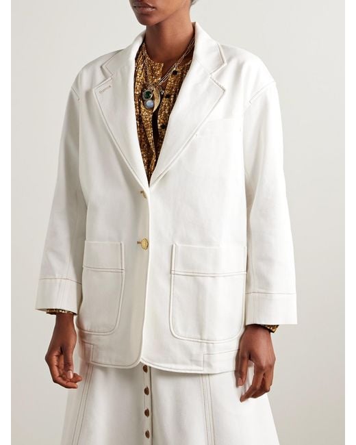 Maison Mayle White James Oversized Denim Blazer