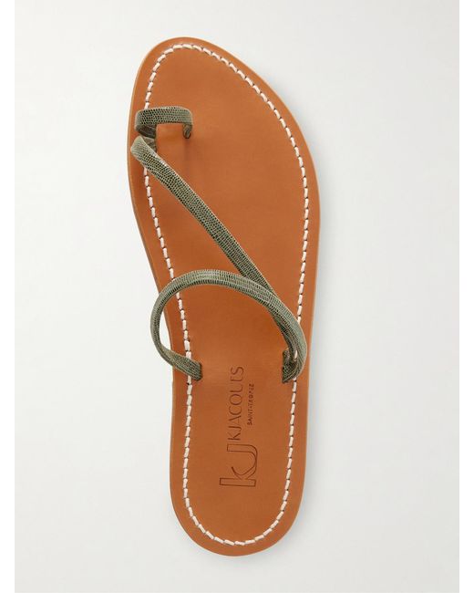 K. Jacques Green Actium Snake-Effect Leather Sandals
