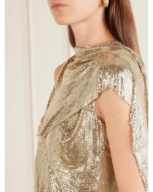 Rabanne Natural Draped-Tone Chainmail Tank