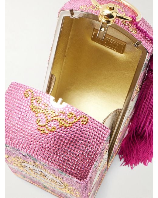 Judith Leiber Pink Clutch Aus Metall Mit Troddel Und Kristallen