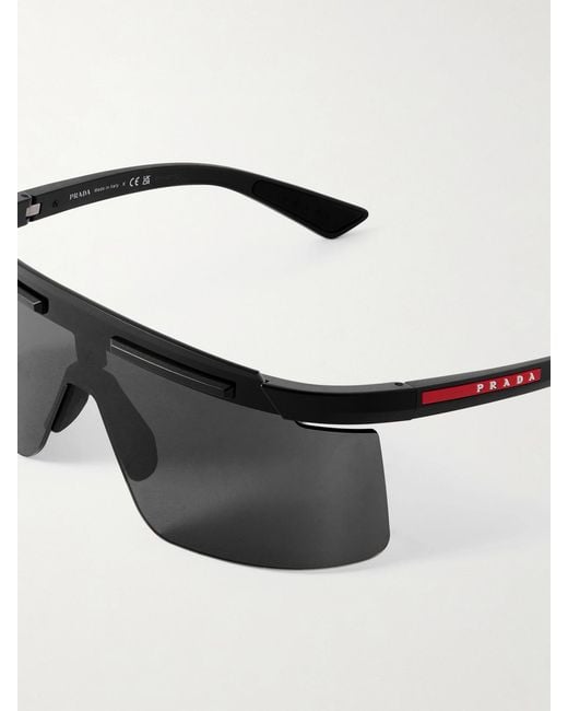 Prada Black Linea Rossa Square-Frame Acetate Sunglasses