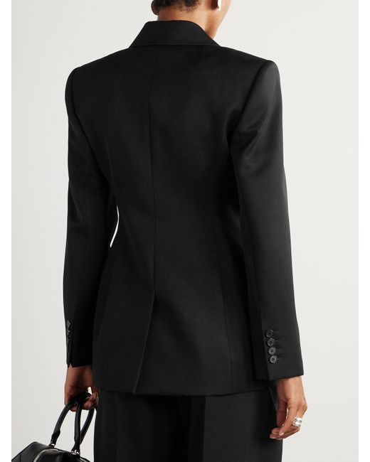 Givenchy Black Double-Breasted Faille-Trimmed Grain De Poudre Wool Blazer