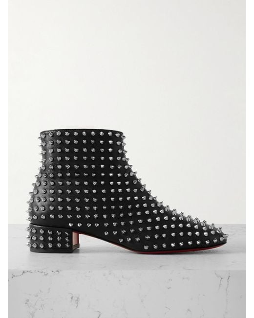 Christian Louboutin Black Spikeasy Studded Leather Ankle Boots
