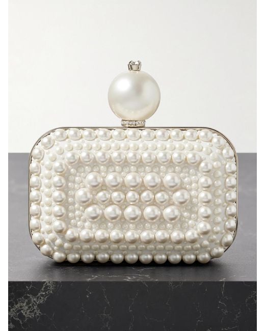 Jimmy Choo Natural Cloud Micro Embellished Satin Clutch