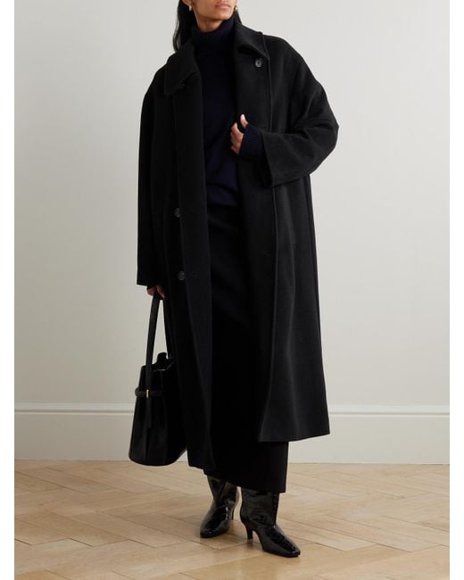 Totême  Black Shield Doppelreihiger Oversized-Mantel Aus Einer Wollmischung