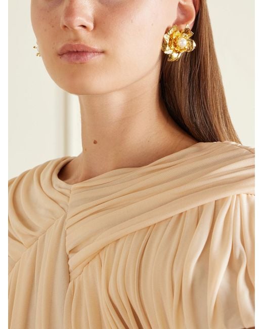 Oscar de la Renta Metallic Wild Poppy Embellished-Tone Earrings