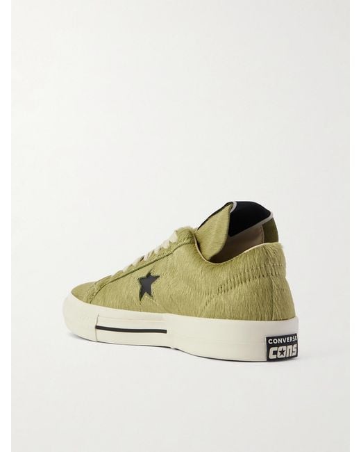 Rick Owens Green Converse Onestr Sneakers Aus Kuhhaar Mit Lederbesätzen