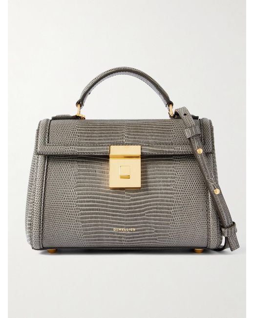 DeMellier London Gray The Paris Lizard-Effect Leather Shoulder Bag