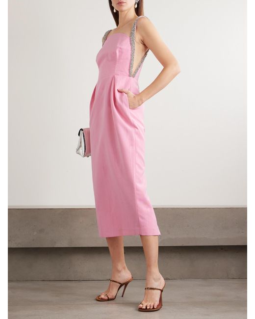 Robe Midi En Taffetas À Plis Et À Cristaux Amaro Rebecca Vallance en coloris Pink