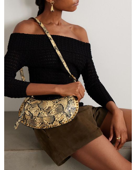 Isabel Marant Metallic Oskan Moon Schultertasche Aus Leder Mit Schlangeneffekt Und Nieten