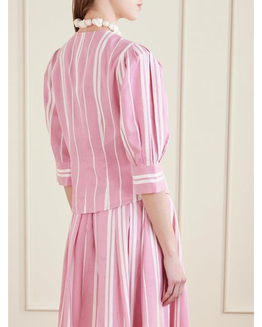 D'Estree Pink Jasper Striped Cotton, Tencel And Linen-Blend