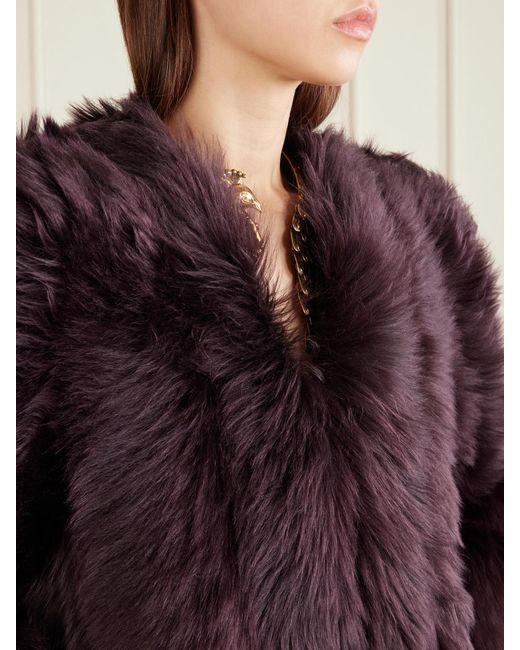 Chloé Red Cropped Shearling Jacket