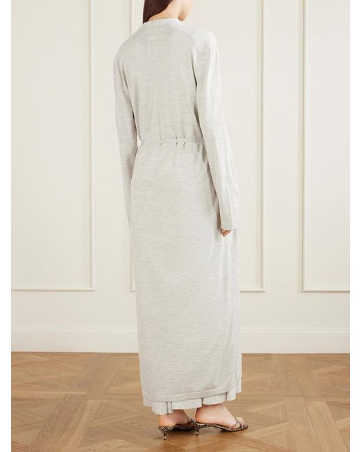 Khaite White Alek Belted Merino Wool Cardigan