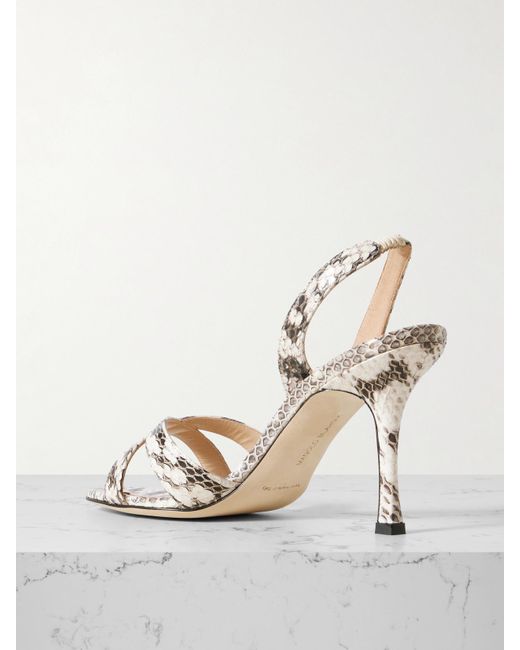 Manolo Blahnik Natural Callasli 90 Elaphe Slingback Sandals