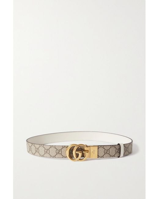 Gucci Reversible Leather And Printed Coated-canvas Belt in Ivory (White) |  Lyst